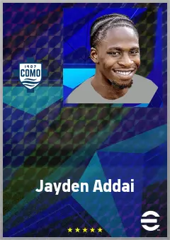 Jayden Addai eFootball 2026 player card, 70 OVR RWF