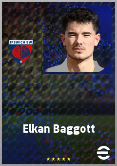 Elkan Baggott eFootball 2026 player card, 67 OVR CB