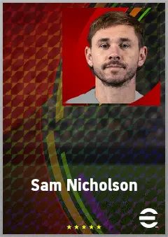 Sam Nicholson eFootball 2026 player card, 69 OVR LWF