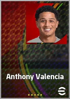 Anthony Valencia eFootball 2026 player card, 70 OVR RWF