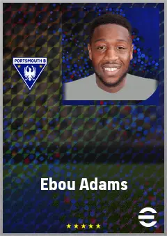Ebou Adams eFootball 2026 player card, 70 OVR CMF