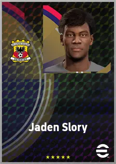 Jaden Slory eFootball 2026 player card, 65 OVR RWF