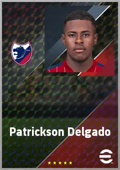 Patrickson Delgado eFootball 2026 player card, 72 OVR CMF