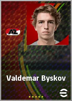 Valdemar Byskov eFootball 2026 player card, 68 OVR AMF