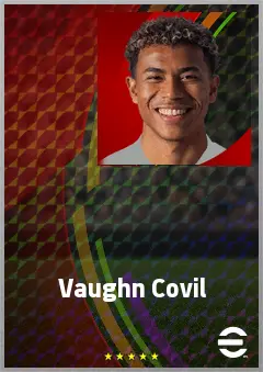 Vaughn Covil eFootball 2026 player card, 65 OVR RWF