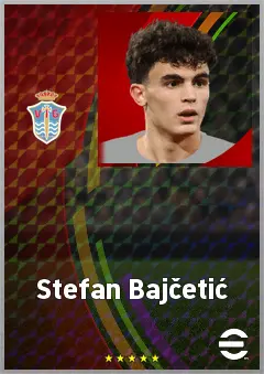 Stefan Bajčetić eFootball 2026 player card, 73 OVR DMF