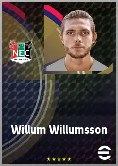 Willum Willumsson eFootball 2026 player card, 69 OVR AMF