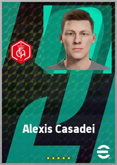 Alexis Casadei eFootball 2026 player card, 65 OVR CMF