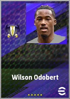 Wilson Odobert eFootball 2026 player card, 74 OVR RWF