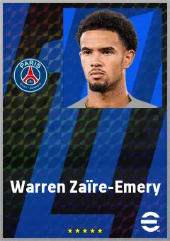 Warren Zaïre-Emery eFootball 2026 player card, 78 OVR CMF