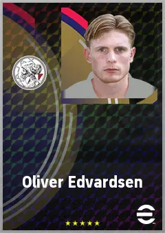 Oliver Edvardsen eFootball 2026 player card, 72 OVR LWF