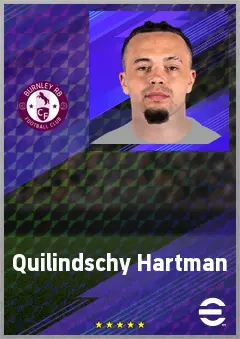 Quilindschy Hartman eFootball 2026 player card, 74 OVR LB