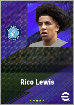 Rico Lewis eFootball 2026 player card, 73 OVR RB