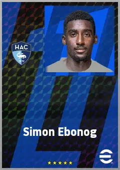 Simon Ebonog eFootball 2026 player card, 69 OVR CMF