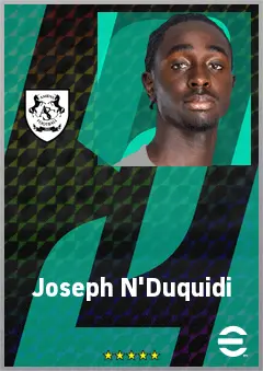 Joseph N'Duquidi eFootball 2026 player card, 67 OVR CMF