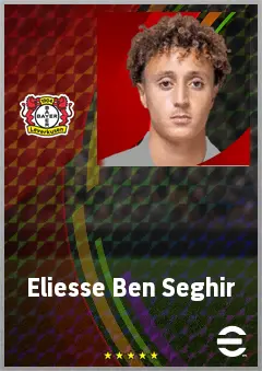 Eliesse Ben Seghir eFootball 2026 player card, 75 OVR LWF