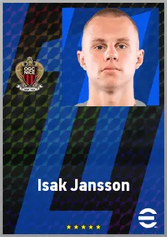 Isak Jansson eFootball 2026 player card, 70 OVR LWF
