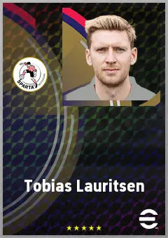 Tobias Lauritsen eFootball 2026 player card, 72 OVR CF
