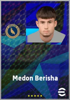 Medon Berisha eFootball 2026 player card, 70 OVR CMF