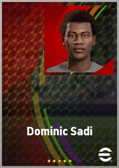 Dominic Sadi eFootball 2026 player card, 67 OVR RWF