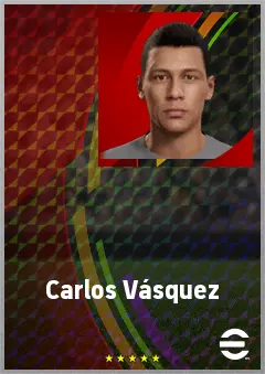 Carlos Vásquez eFootball 2026 player card, 63 OVR CMF