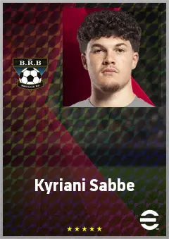 Kyriani Sabbe eFootball 2026 player card, 70 OVR RB