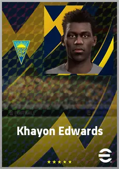 Khayon Edwards eFootball 2026 player card, 65 OVR CF