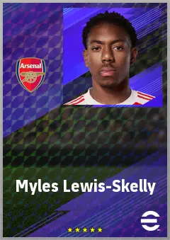 Myles Lewis-Skelly eFootball 2026 player card, 76 OVR LB