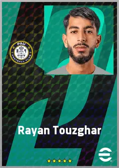Rayan Touzghar eFootball 2026 player card, 67 OVR CMF