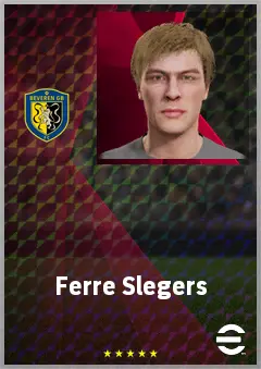 Ferre Slegers eFootball 2026 player card, 63 OVR RWF