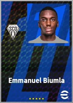 Emmanuel Biumla eFootball 2026 player card, 69 OVR CB