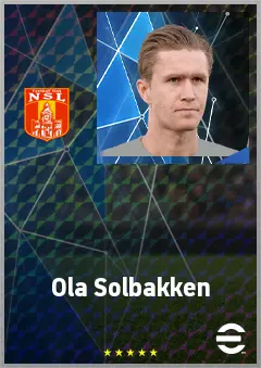 Ola Solbakken eFootball 2026 player card, 72 OVR RWF