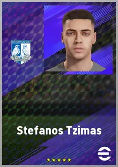 Stefanos Tzimas eFootball 2026 player card, 73 OVR CF
