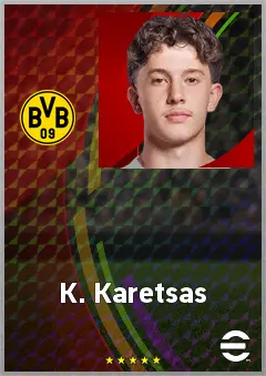 K. Karetsas eFootball 2026 player card, 71 OVR AMF
