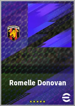 Romelle Donovan eFootball 2026 player card, 65 OVR RWF
