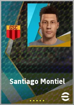 Santiago Montiel eFootball 2026 player card, 74 OVR RWF