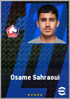 Osame Sahraoui eFootball 2026 player card, 73 OVR LWF