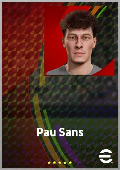 Pau Sans eFootball 2026 player card, 69 OVR RWF