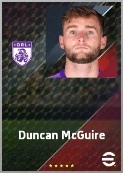 Duncan McGuire eFootball 2026 player card, 72 OVR CF