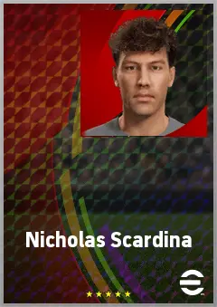 Nicholas Scardina eFootball 2026 player card, 67 OVR RB