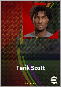 Tarik Scott eFootball 2026 player card, 64 OVR CF