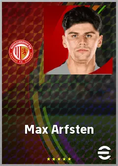 Max Arfsten eFootball 2026 player card, 71 OVR LMF