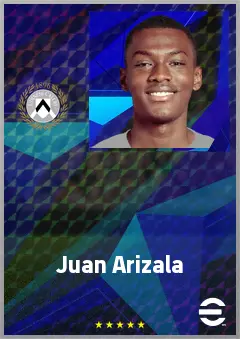 Juan Arizala eFootball 2026 player card, 65 OVR LWF