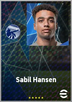 Sabil Hansen eFootball 2026 player card, 65 OVR CB