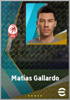 Matías Gallardo eFootball 2026 player card, 65 OVR AMF