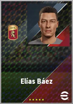Elías Báez eFootball 2026 player card, 72 OVR LB