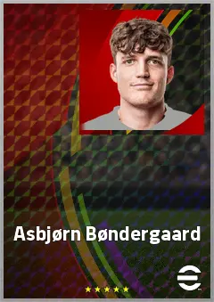 Asbjørn Bøndergaard eFootball 2026 player card, 68 OVR CF