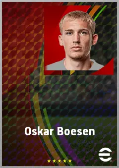 Oskar Boesen eFootball 2026 player card, 63 OVR CMF