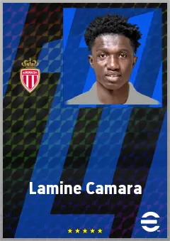 Lamine Camara eFootball 2026 player card, 76 OVR CMF