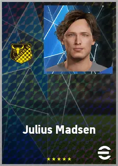 Julius Madsen eFootball 2026 player card, 69 OVR CMF
